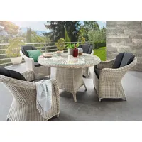 Destiny MALAGA LUNA«, 4 Sessel + Tisch 100x75 cm, Vintage weiß