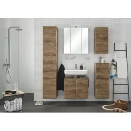 Saphir Quickset Badschrank mit 1 Tür und 2 Schubladen 35 x 90,5 x 33 cm Beige/Braun