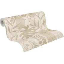 A.S. Création Vliestapete Tropen Blattmuster 10 m x 0,53 m Beige/Grau 791641