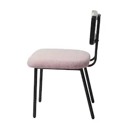 Mendler 2er-Set Esszimmerstuhl HWC-K88, Lehnstuhl Stuhl, Holz Poly-Rattan Metall Bouclé - Stoff/Textil rosa