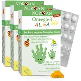 NORSAN Omega 3 vegan KIDS JELLY 45 hochdosiert (3x45 Stück) / Omega 3 vegan hochdosiert 220mg pro Kaugeleedrops/veganes Omega 3 mit EPA & DHA/Omega 3 Kids mit Tutti-Frutti-Geschmack