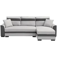 Vente-Unique Schlafsofa, Hellgrau, Leder, Textil, Uni, 4-Sitzer, 242x88x135 cm, Wohnzimmer, Sofas & Couches, Schlafsofas