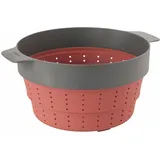 BergHOFF – Leo Silicone Steam & Strain with Collapsible Body – Grey & Red – 24cm