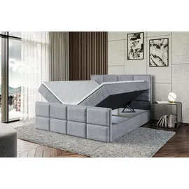 altdecor Boxspringbett mit Fußteil, H4 Matratze und Topper - 180x200 cm - NOVA-Z - Grau Samt - Polsterbett mit Bettkasten und Lattenrost, Bett mit... - Grau
