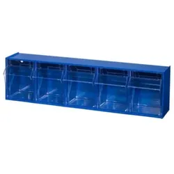 Klappkasten-Magazin, HxBxT 165x600x135mm, 5 Kästen, Polystyrol, blau