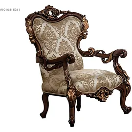 JV Möbel Barock Sessel Samt 60 x 121 x 78 cm Beige
