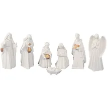Geschenkestadl Krippenfiguren Set Krippe Figuren in Weiss Größe bis 13 cm