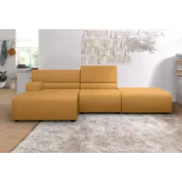 Ecksofa EGOITALIANO "Babouche, Designsofa mit außergewöhnlichem Sitzkomfort zum Wohlfühlen", gelb, B:287cm H:80cm T:98cm, Luxus-Micofaser Lederoptik (100% Polyester) ist ein neues technisches Gewebe mit einem visuellen und taktilen Aspekt, der dem Nubuk sehr nahe kommt, mit innovativen Eigenschaften. Seine außerordentliche Weichheit kommt von einem exklusiven Produktionsprozess, der Unreinheiten und Unregelmäßigkeiten beseitigt. Das Ergebnis ist eine bemerkenswert samtige Faser, die durch das Vorhandensein