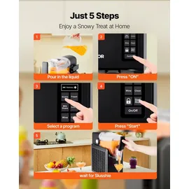 Vevor Slusheis Maschine Slushgerät Slushy Machine 2,6 L, Frozen Drink Maker mit 5 voreingestellten Programmen, Margarita-Maschine mit Selbstreinigung, Frozen Margaritas, Frappés, Milchshake