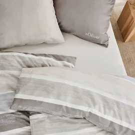 s.Oliver Bettwäsche "Satinbettwäsche s.Oliver", beige (beige, grau), B/L: 140cm x 200cm, 1 Stk., 1 Stk., Mako-Satin, B/L: 80cm x 80cm, 2 Stk., Mako-Satin, Obermaterial: 76% Baumwolle, 24% Polyester, Bettwäsche, Bettwäsche, Aquarell Optik