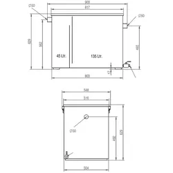 Fettabscheider 180 Liter; Schlammfang 45 Liter, Fettabscheideraum 135 Liter