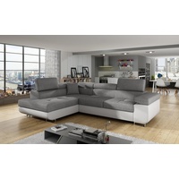Luxusbetten24 Schlafsofa Designer Sofa Tervi, mit Schlaf- und Klapptfunktion grau|weiß