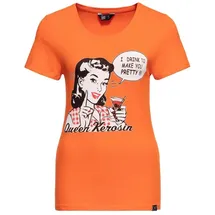 Queenkerosin Print-Shirt I Drink to make you pretty (1-tlg) mit Vintage-Motiv orange XL