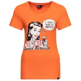 Queenkerosin Print-Shirt I Drink to make you pretty (1-tlg) mit Vintage-Motiv orange XL