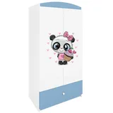 Raumhirsch Furniture Kinderkleiderschrank mit Tiermotiven - Kleiderschrank für Kinder (Kinderzimmerschrank für Jungen & Mädchen, Mit Ablagefächern & Kleiderstange) neutrale Motive, langlebig, verschiedene Farben & Designs blau