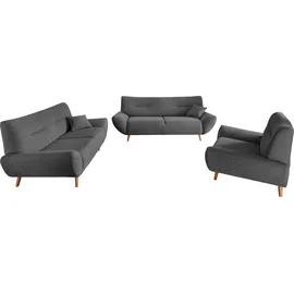 Home Affaire 3-2-1 Garnitur Polyester 3-Sitzer + 2-Sitzer + Sessel Grau