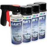Lackspray Spraydose Sprühlack Cars Dupli Color 706875 schwarz metallic 4 X 400 ml mit Pistolengriff