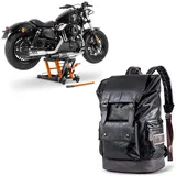 ConStands Motorradheber Set: Hebebühne Mid-lift L bis 680kg or # mit Motorrad Rucksack RL3 Hec