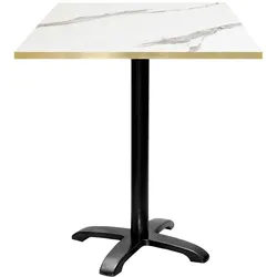 Restootab Stehtisch Bazila 70x70cm - Modell weißer Marmor mit messingfarbenen Kanten