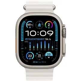 Apple Watch Ultra 2 GPS + Cellular 49 mm Titangehäuse natur, Ocean Armband weiß One Size