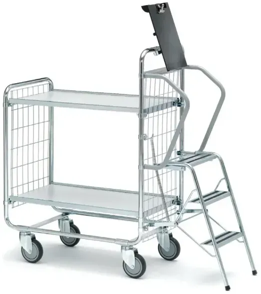 Leiterwagen Serie 100, max. 200 kg 2 Etagen 1270x460x1120 mm verzinktes Profil