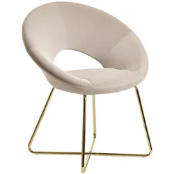 KADIMA DESIGN Esszimmerstuhl Samt Beige Küchenstuhl mit goldenen Beinen, Schalenstuhl Stoff / Metall, Design Polsterstuhl, Stuhl Esszimmer