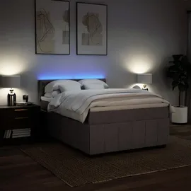 vidaXL Boxspringbett mit Matratze Taupe 140x200 cm Stoff