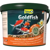 Tetra Pond Goldfish 3in1 Mix - Fischfutter-Mischung aus Flocken, Sticks und Gammarus für alle Goldfische und Kaltwasserfische im Teich, 10 L Eimer