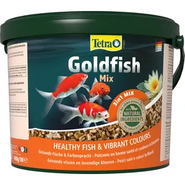 Tetra Pond Goldfish 3in1 Mix - Fischfutter-Mischung aus Flocken, Sticks und Gammarus für alle Goldfische und Kaltwasserfische im Teich, 10 L Eimer