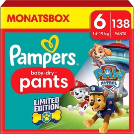 Pampers Baby-Dry Pants Gr.6 Paw Patrol Einwegwindel, 14-19kg, Monatsbox 138