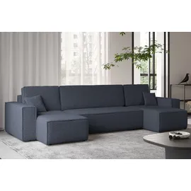 kaiser möbel Ecksofa mit schlaffunktion und bettkasten, Sofa U-form, Couch U-form BEST stoff Abriamo Dunkelblau - Dunkelblau