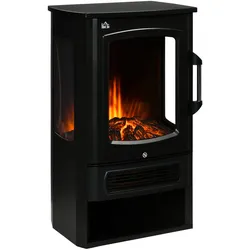 HOMCOM Elektrischer Kamin Stahl, gehärtetes Glas