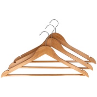 EUROHOME Kleiderbügel Holzkleiderbügel stabil - Hosenbügel - Garderobenbügel aus Holz, (3-tlg), Wäschebügel mit rutschfestem Steg braun