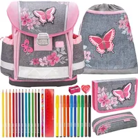 Belmil Schulranzen Set Classy Butterfly Elegant 10-teilig gefüllt