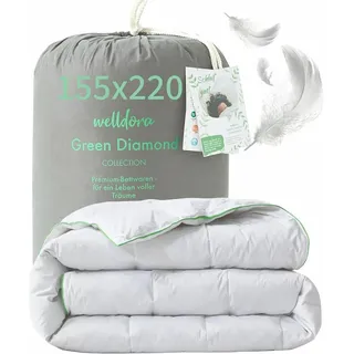 welldora Komfort Bettdecke 155x220 Sommer | 100% Extraweiche Federn & Daunen | Allergiker | Dünne leichte Sommerdecke Daunendecke