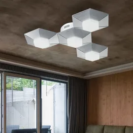 WOFI Led, Deckenleuchte dimmbar Deckenlampe Wohnzimmer Modern Designer Lampen Wohnzimmer, 3 Stufen, Alu, 18W 1550Lm warmweiß, LxBxH 58x50,5x9,5 cm, Wofi