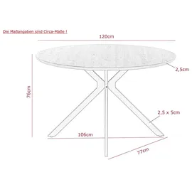HELA Tische Kindu Ø 120 cm Artisan Eiche/schwarz