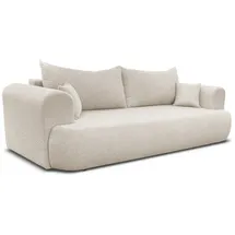 Deine Möbel 24 Schlafsofa BAKU Sofa Couch Bouclé-Stoff 247x90 cm Wohnzimmer, Creme Beige Hellgrau Grau Dunkelgrau Graubeige 2 Teile, mit Schlaffunktion beige