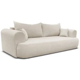 Deine Möbel 24 Schlafsofa BAKU Sofa Couch Bouclé-Stoff 247x90 cm Wohnzimmer, Creme Beige Hellgrau Grau Dunkelgrau Graubeige 2 Teile, mit Schlaffunktion beige