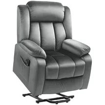 Homcom Fernsehsessel mit Aufstehhilfe Elektrisch Relaxsessel mit Liegefunktion, Vibrationsmassage, Heizfunktion, USB-Anschluss, TV-Sessel mit
