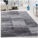 Paco Home Designer Teppich Modern Wohnzimmer Teppiche Kurzflor Karo Meliert Grau Schwarz, Grösse:70x140 cm