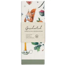 Grätz Verlag Geschirrtuch 100% Baumwolle, Geschenkidee, Küchen Accessoire, Motiv, Geschenk, Küche, Kochen, Grillen (Weihnachten mit Eichhörnchen)