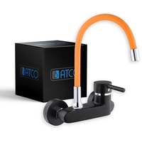 ATCO® FLEXO schwarz-orange Küchenarmatur Küche Wandarmatur Spültisch Wasserhahn