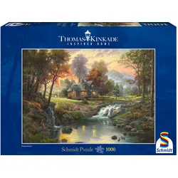 Schmidt Spiele - Puzzle - Thomas Kinkade - Holzhaus am Bach, 1000 Teile