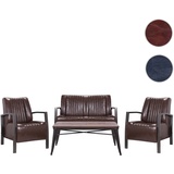 Mendler Wohnzimmer-Set HWC-H10, 2er Sofa Polstersessel Couchtisch, Kunstleder Metall Industrial MVG ~ braun