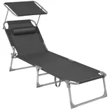 Songmics Gartenliege, 1 St., klappbarer Liegestuhl,193x53x29cm,mit Kopfstütze grau