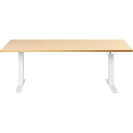 Beliani Schreibtisch Elektrisch höhenverstellbar DESTINES Hellbraun / Weiß 180 cm 72 cm