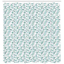 ABAKUHAUS Duschvorhang 175 x 180 cm türkis und weiß