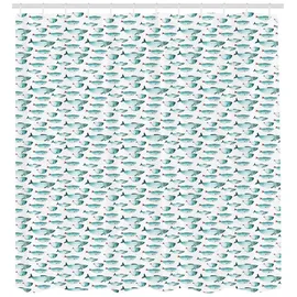 ABAKUHAUS Duschvorhang 175 x 180 cm türkis und weiß