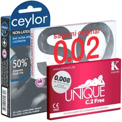 Kondomotheke® Latexfreie Kondome - 3 Sorten-Pack E (8 Kondome) 8 St